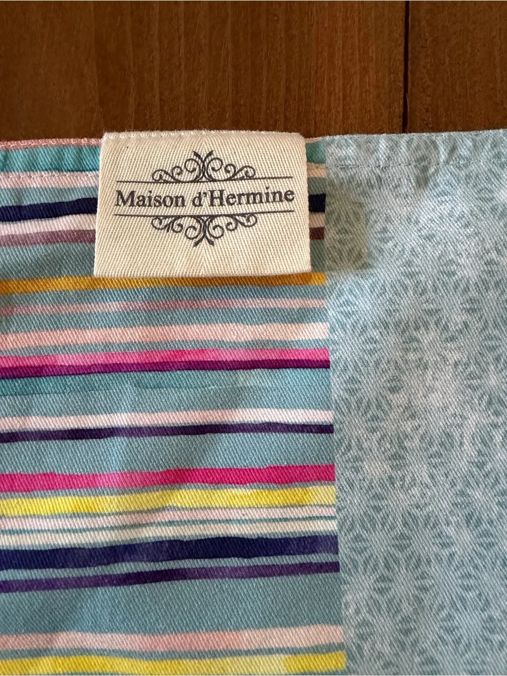 4 Maison d’Hermine Cloth Placemats 100% Cotton Floral Rose Peony Stripe NWOT